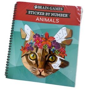 Brain Games Sticker by Number Animals Activity Book for Kids Ages 7+